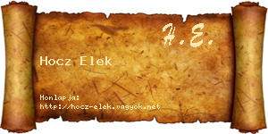 Hocz Elek névjegykártya